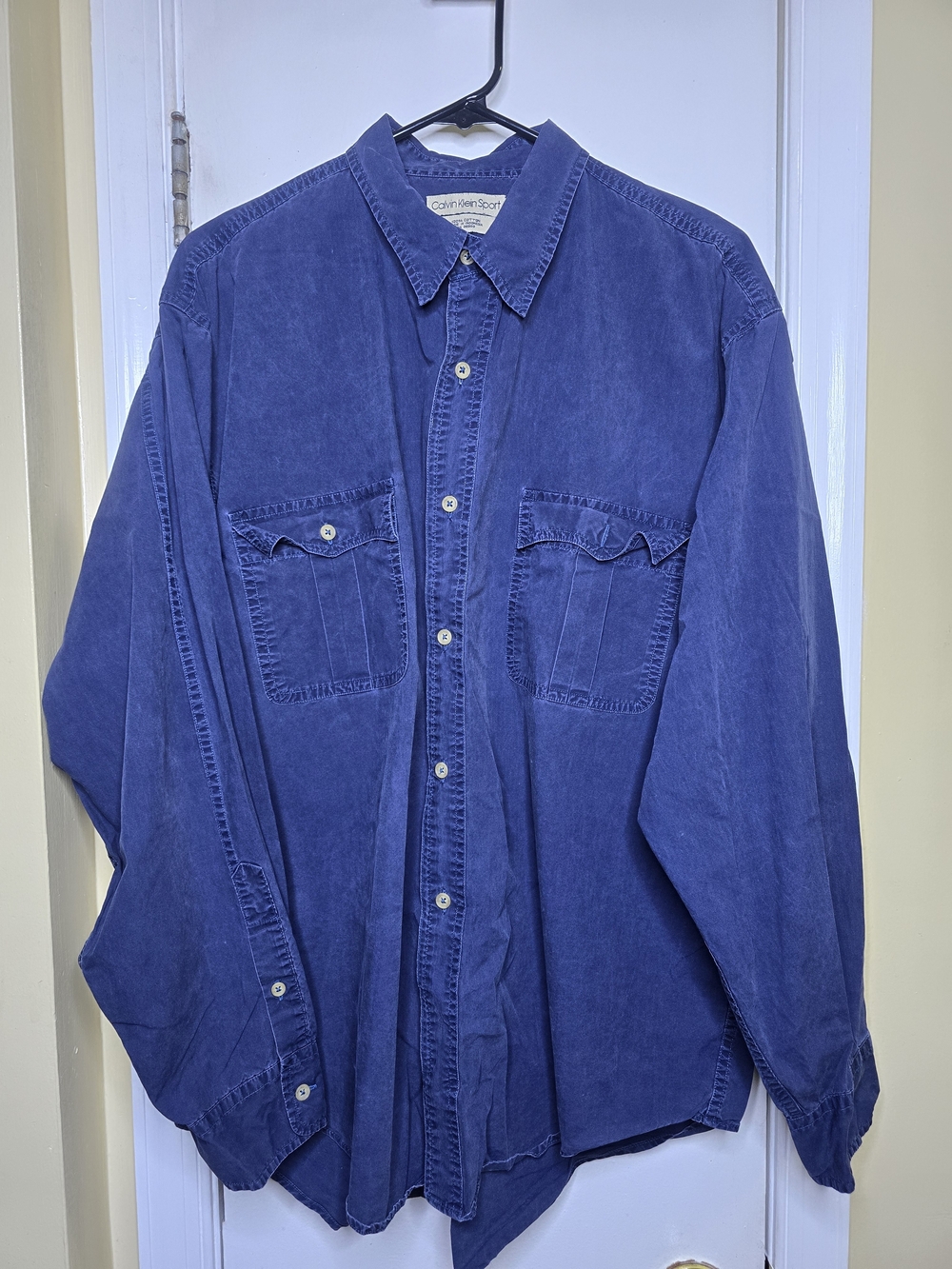 Calvin Klein Washed Blue Casual Button-Down Shirt